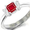 14k White Gold Ruby Diamond Engagement Ring