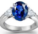 Solitaire Oval Blue Sapphire Sleek Curved Shank Ring in 14k White Gold (7x5 mm) 