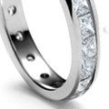 Platinum straight-edge settings or fancy scrolls of all diamonds, length 3/4 to 2 inches