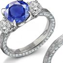 .60 ctw Blue Sapphire .10 ctw Diamond Ring 10K white gold Sz 7 