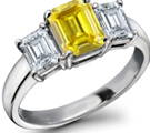 Emerald-cut Yellow Sapphire Ring with Diamond Accents in 14k White Gold (6x4 mm) 