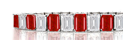 a 128-carat cabochon emerald and diamond bracelet and a 97-carat cabochon emerald and diamond brooc
