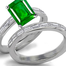 Ladies 14k Past, Present & Future 3 Stone Emerald Cut Diamond Ring