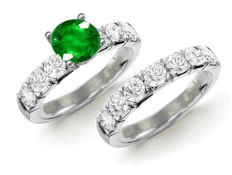 Designer Colored Gemstone Engagement Rings Wedding Rings Sets