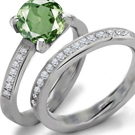 5.10 Carat Green Sapphire and .50 ct Diamond Ring in 14k White Gold