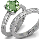 5.10 Carat Green Sapphire and .50 ct Diamond Ring in 14k White Gold