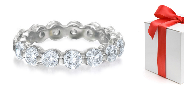 Bar Set Round Diamond Eternity Rings