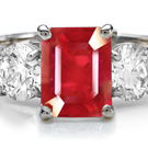 Trillion Cut Ruby Emerald Cut Diamond High Luster Ring 