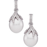 Earring for Large Pearl and Diamonds
