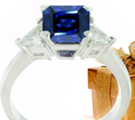 Sterling Silver Blue Sapphire Diamond Ring 