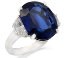 Sterling Silver Blue Sapphire Diamond Ring 