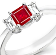 14-K White Gold Ruby Diamond Engagement Ring