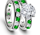 Ladies 14k Past, Present & Future 3 Stone Emerald Cut Diamond Ring