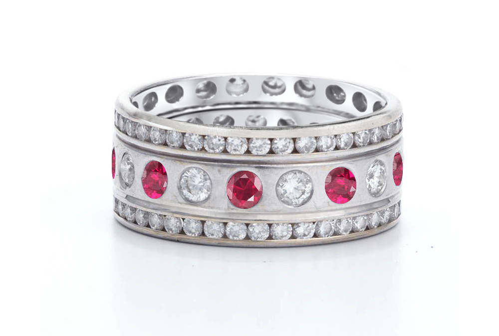 BUTTERFLY & FLOWER GEMSTONES & DIAMOND ETERNITY RINGS