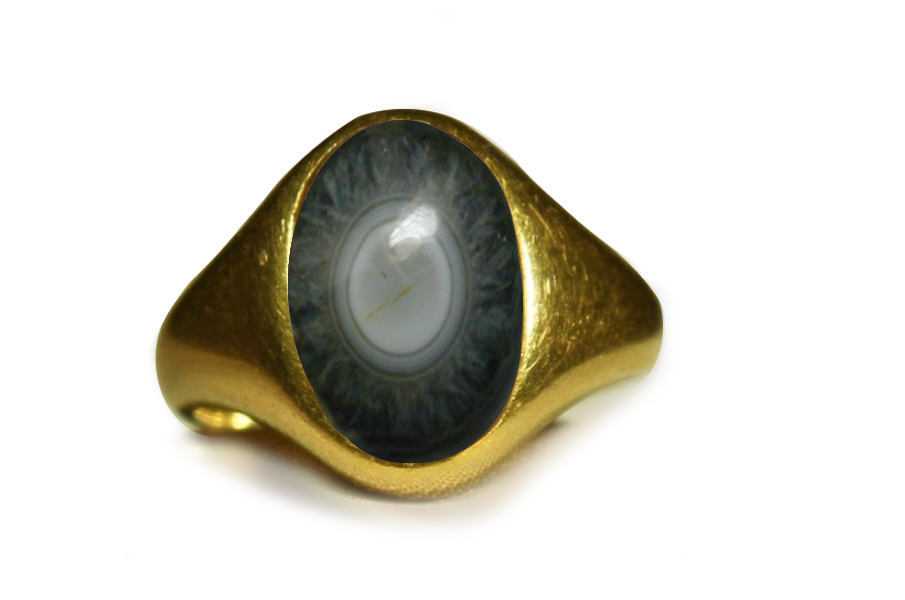 roman amuletic agate intaglio gold roman ring depicting piercing eye set in signet ring gold mount