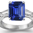 Emerald-Cut Blue Sapphire Crossover Ring with Diamonds in 18k White Gold (6x4 mm)